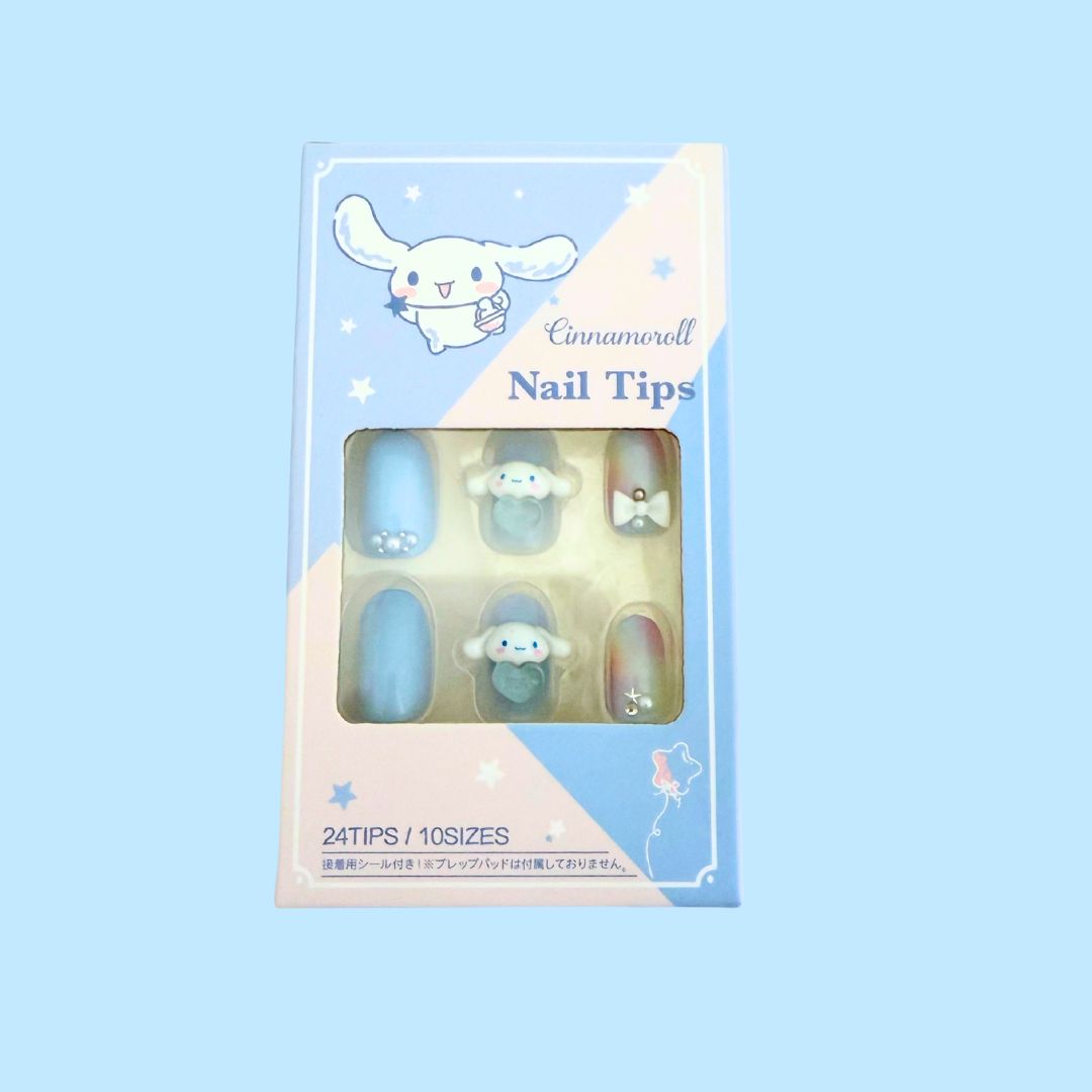 uñas de kuromi, cinnamoroll y my melody